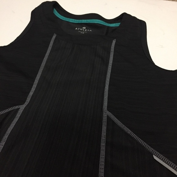 Athleta Run On Black Silver Reflective Tank Top - Picture 3 of 13